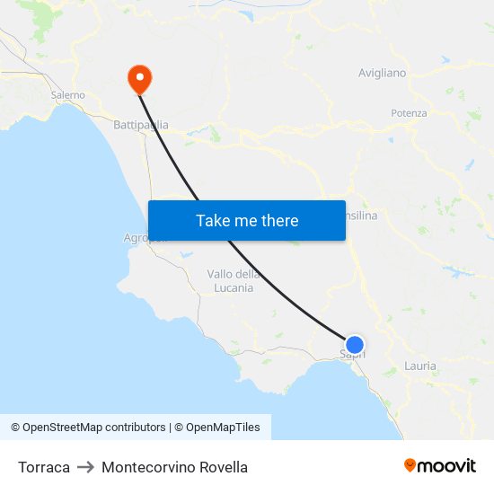 Torraca to Montecorvino Rovella map