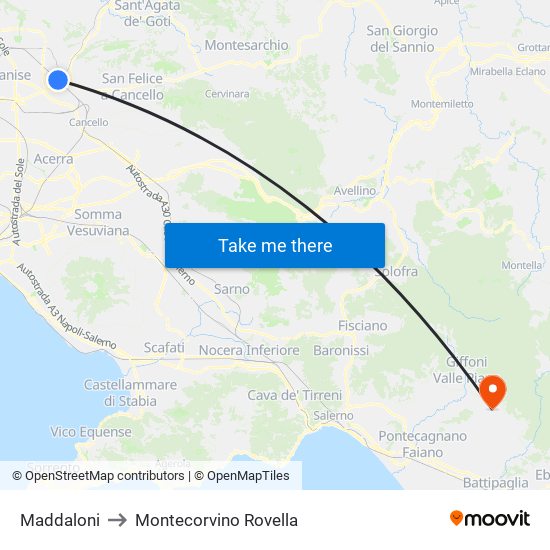 Maddaloni to Montecorvino Rovella map