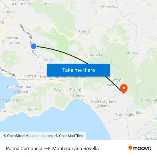 Palma Campania to Montecorvino Rovella map