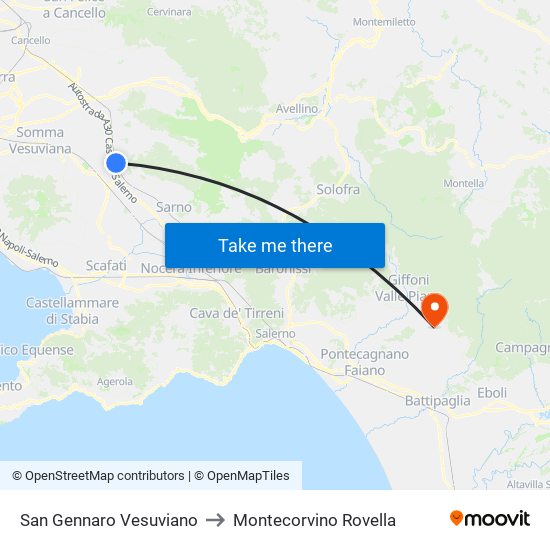 San Gennaro Vesuviano to Montecorvino Rovella map