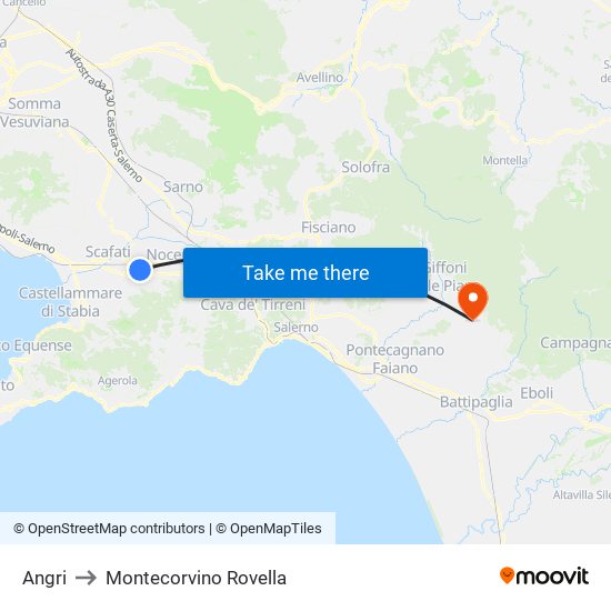Angri to Montecorvino Rovella map