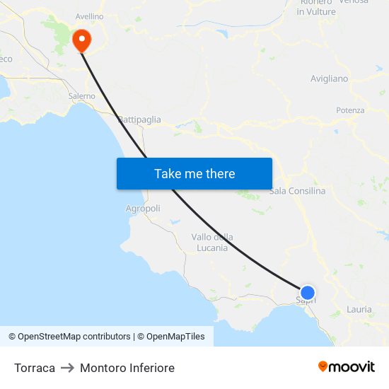 Torraca to Montoro Inferiore map