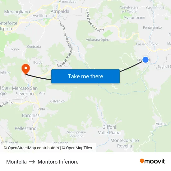 Montella to Montoro Inferiore map