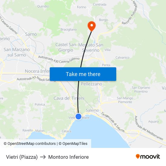 Vietri (Piazza) to Montoro Inferiore map