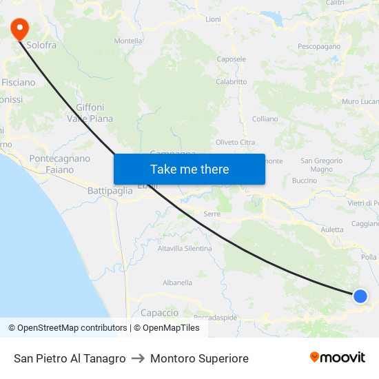 San Pietro Al Tanagro to Montoro Superiore map