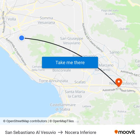 San Sebastiano Al Vesuvio to Nocera Inferiore map