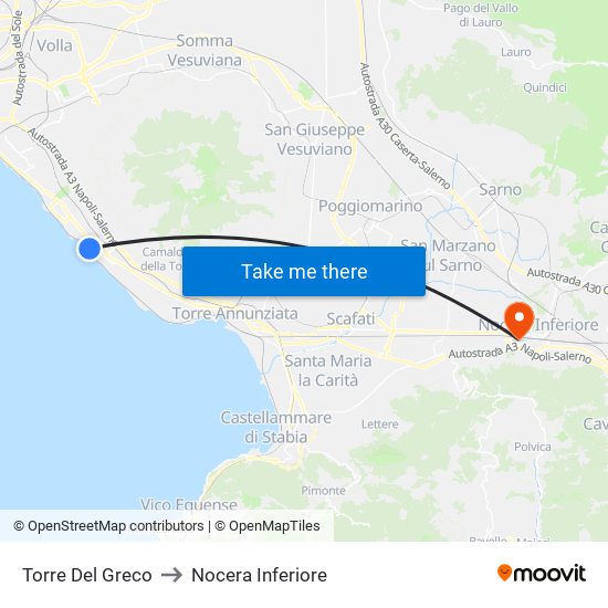 Torre Del Greco to Nocera Inferiore map