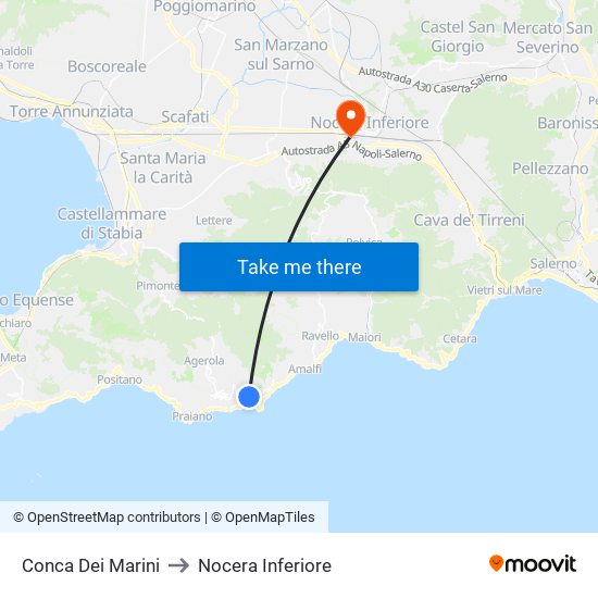 Conca Dei Marini to Nocera Inferiore map