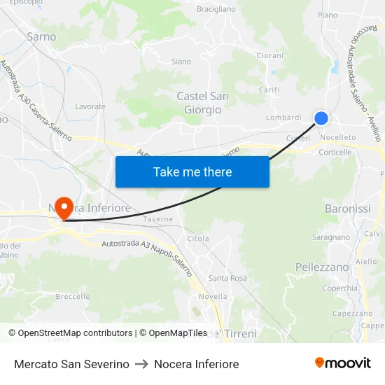 Mercato San Severino to Nocera Inferiore map