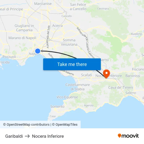 Garibaldi to Nocera Inferiore map