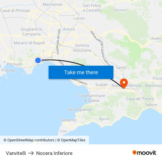 Vanvitelli to Nocera Inferiore map