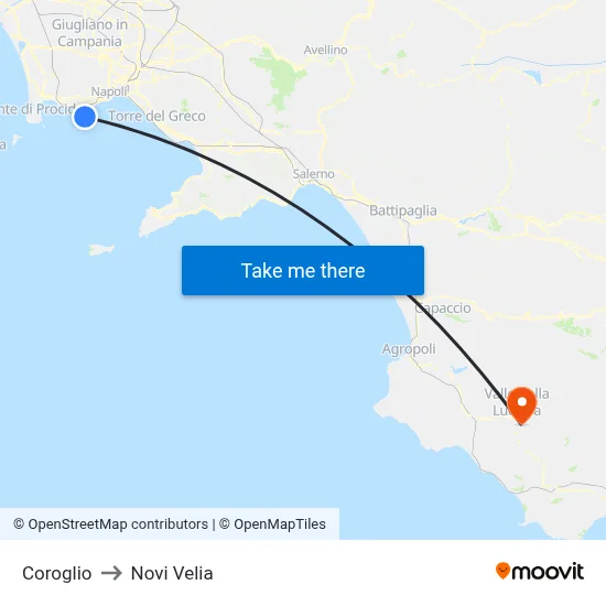 Coroglio to Novi Velia map