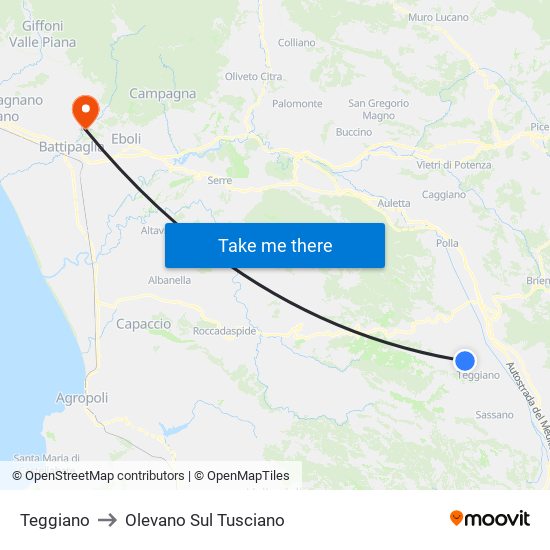 Teggiano to Olevano Sul Tusciano map