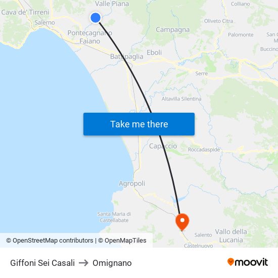 Giffoni Sei Casali to Omignano map
