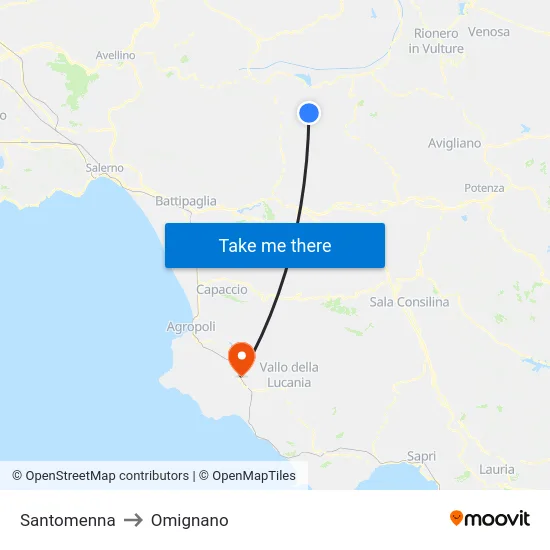 Santomenna to Omignano map