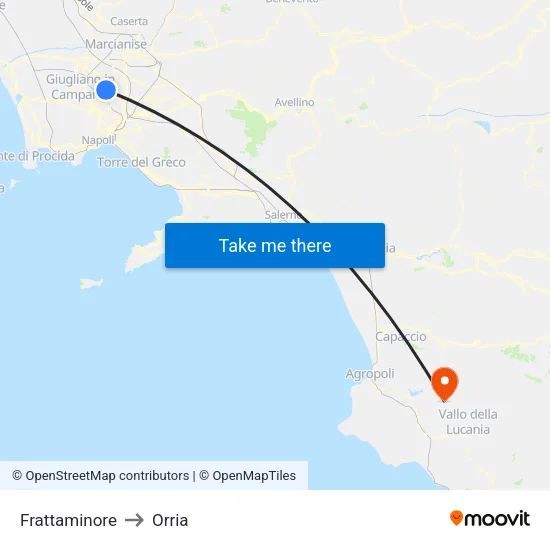 Frattaminore to Orria map