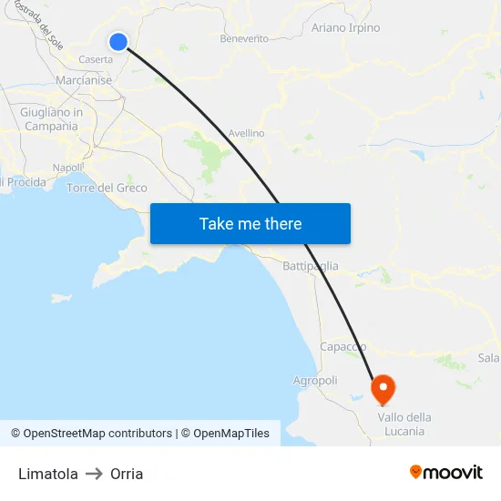 Limatola to Orria map