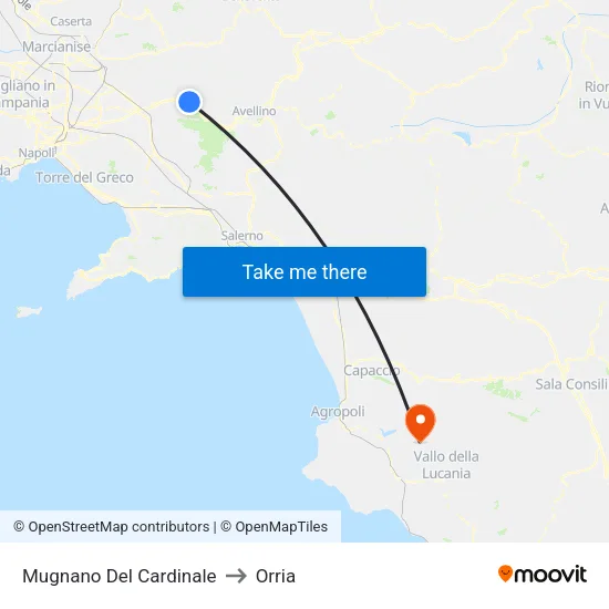 Mugnano del Cardinale to Orria map