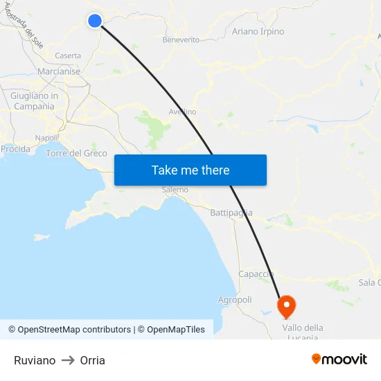 Ruviano to Orria map