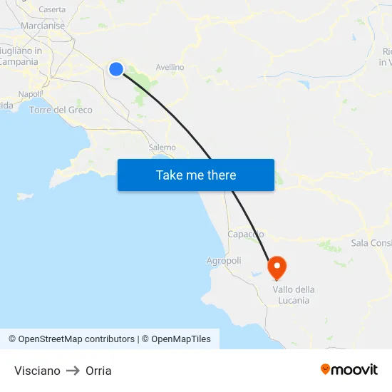 Visciano to Orria map