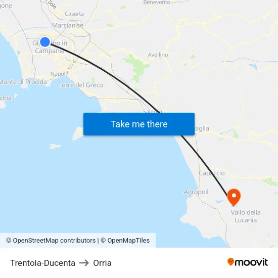 Trentola-Ducenta to Orria map