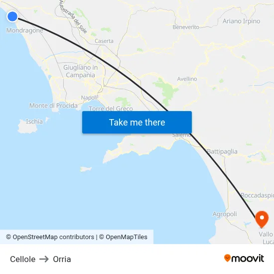 Cellole to Orria map