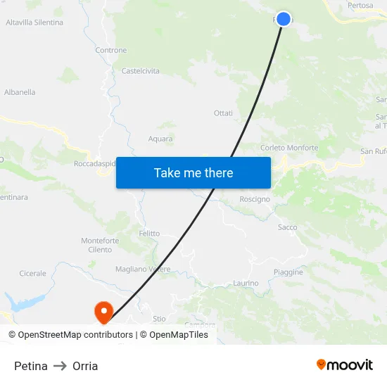 Petina to Orria map