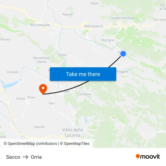 Sacco to Orria map