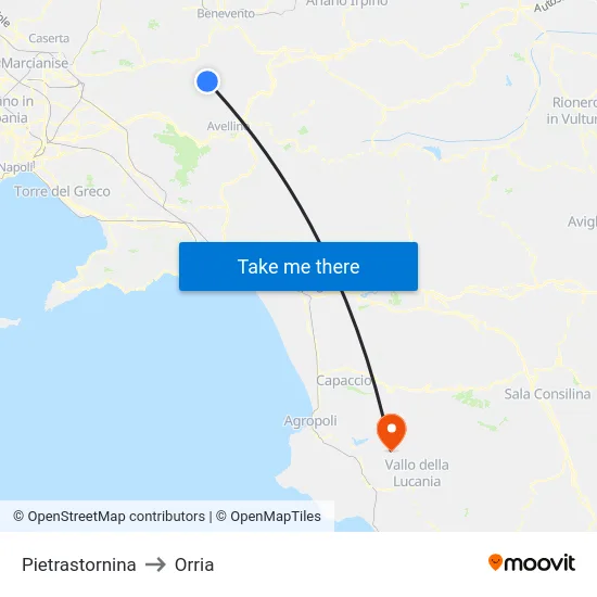 Pietrastornina to Orria map
