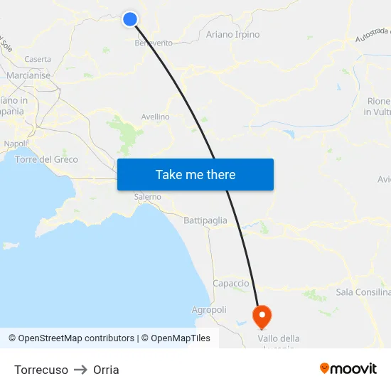 Torrecuso to Orria map
