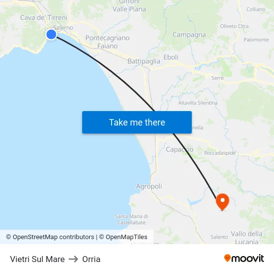 Vietri Sul Mare to Orria map