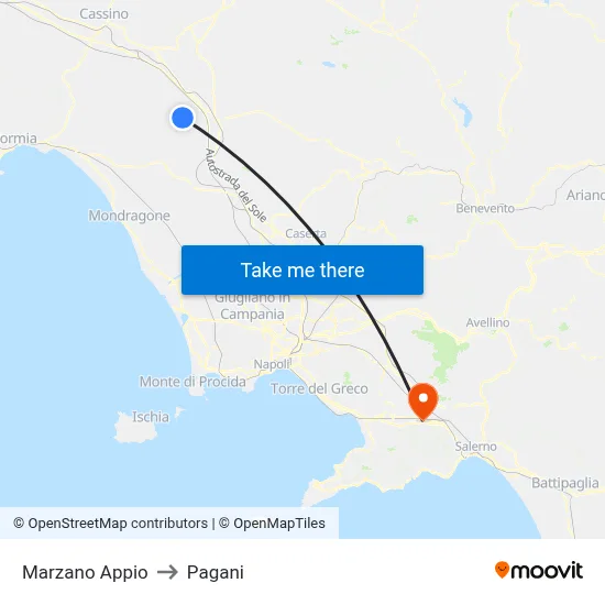 Marzano Appio to Pagani map