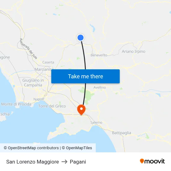 San Lorenzo Maggiore to Pagani map