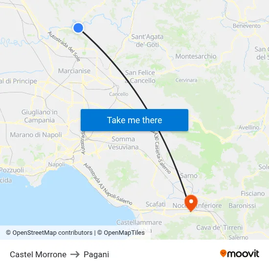 Castel Morrone to Pagani map