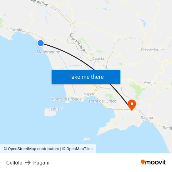 Cellole to Pagani map