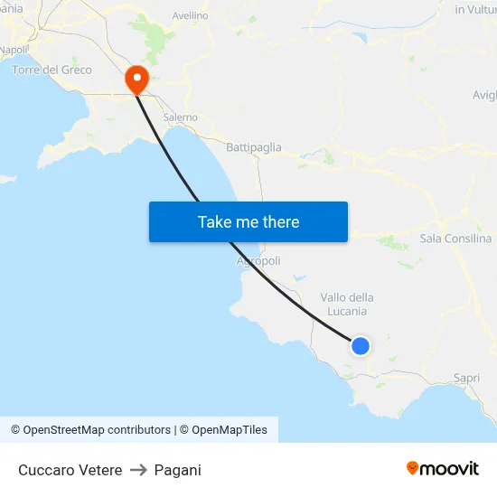 Cuccaro Vetere to Pagani map