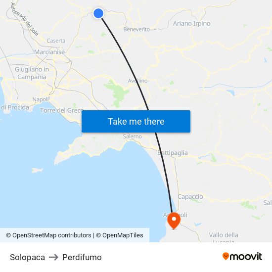 Solopaca to Perdifumo map