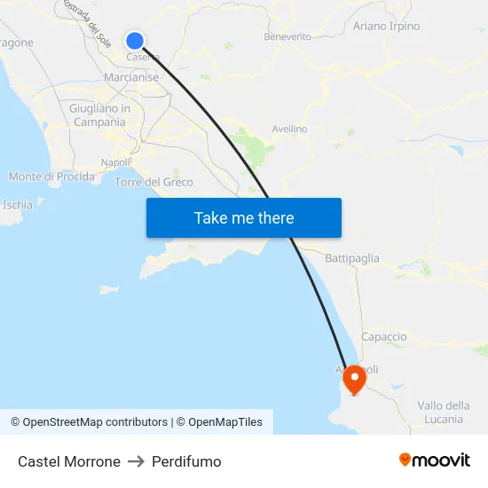 Castel Morrone to Perdifumo map