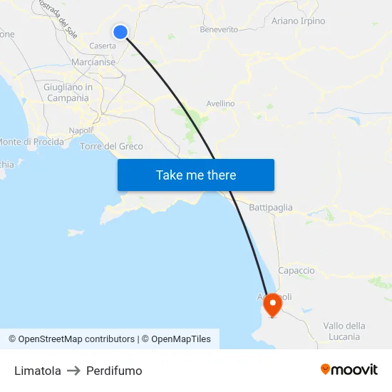 Limatola to Perdifumo map