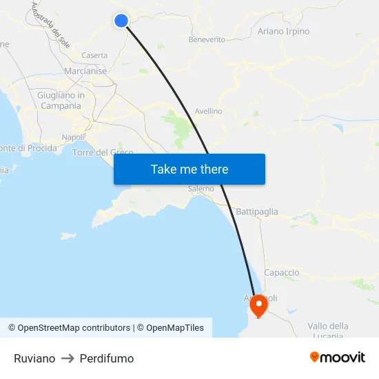 Ruviano to Perdifumo map
