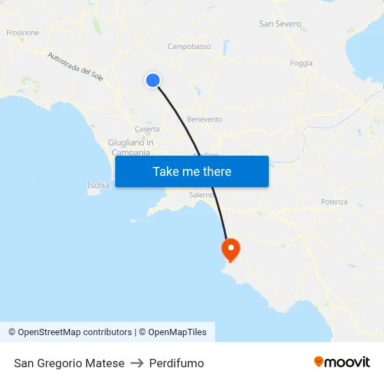 San Gregorio Matese to Perdifumo map