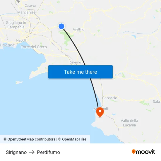 Sirignano to Perdifumo map