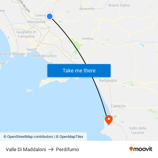 Valle Di Maddaloni to Perdifumo map