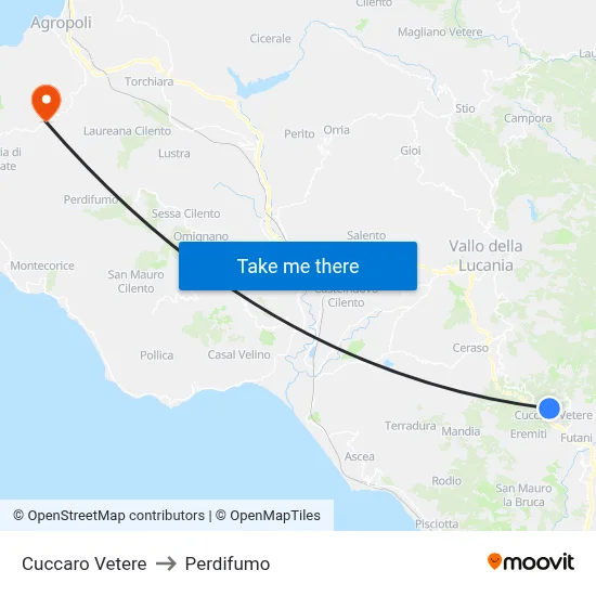 Cuccaro Vetere to Perdifumo map