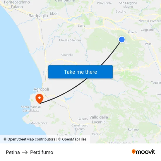 Petina to Perdifumo map
