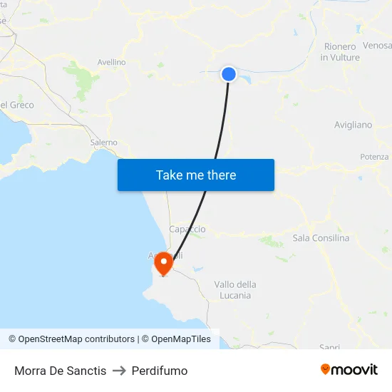 Morra De Sanctis to Perdifumo map