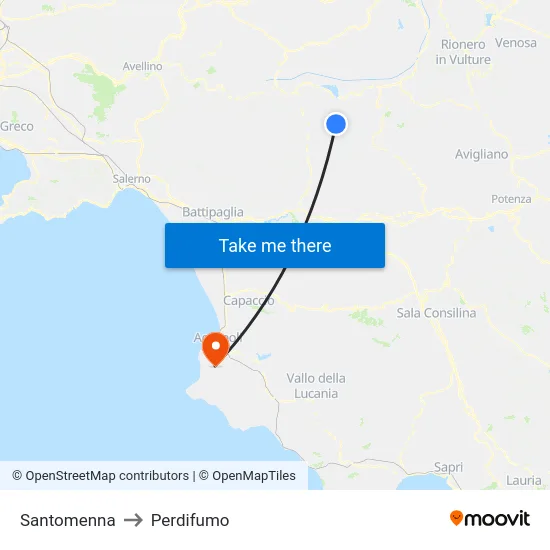 Santomenna to Perdifumo map