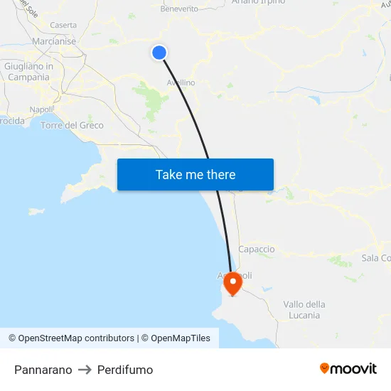 Pannarano to Perdifumo map