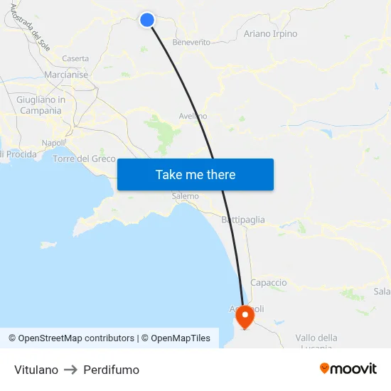 Vitulano to Perdifumo map