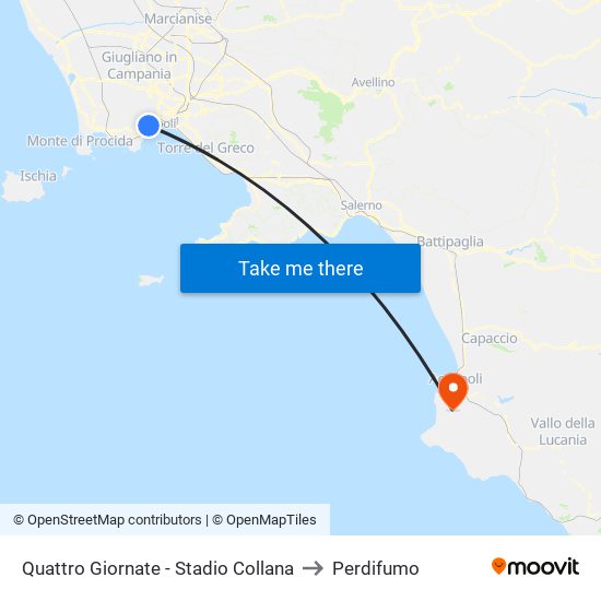 Quattro Giornate - Stadio Collana to Perdifumo map